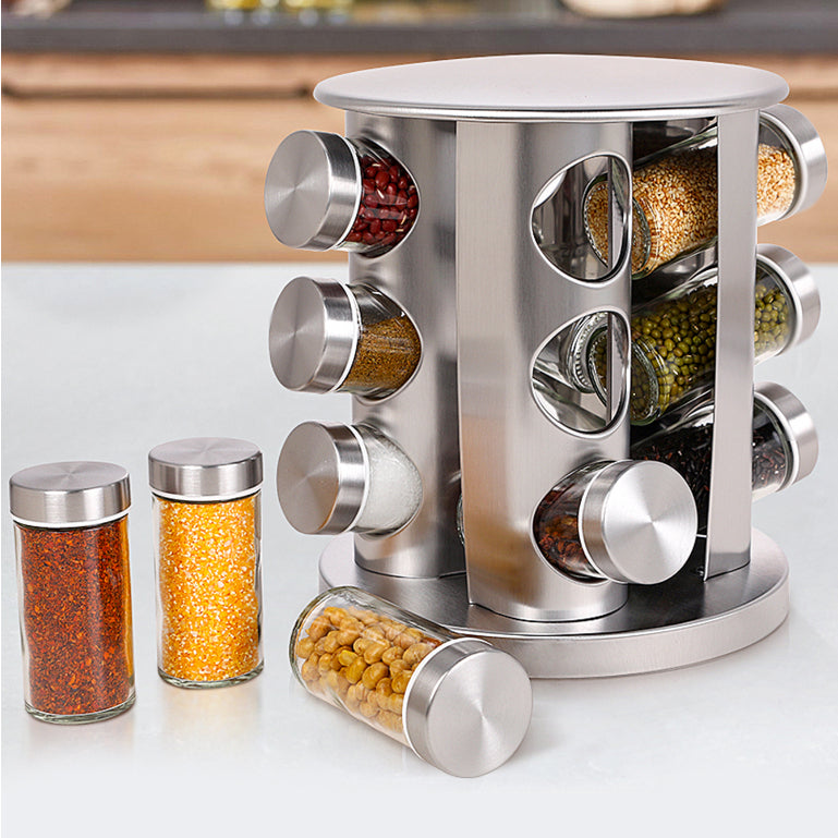 Porta-Tempero Giratório 360° com 12 Potes – Organização Inteligente para Sua Cozinha