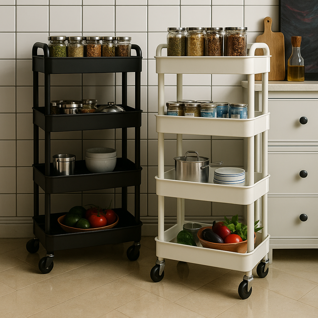 Carrinho Organizador com Rodinhas 360º e Múltiplos Andares – Mobilidade e Praticidade