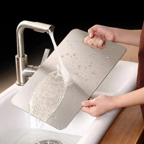 Tábua de Corte Profissional em Aço Inox – Antibacteriana e Ultra Resistente