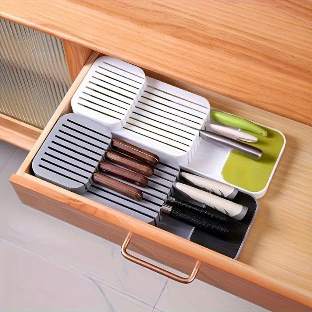 Kit Organizador de Gaveta para Talheres e Facas com Divisórias – Espaço, Segurança e Praticidade