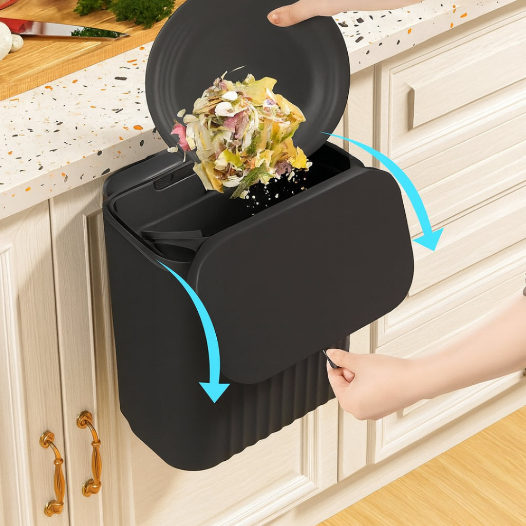 Lixeira Suspensa para Cozinha com Tampa Anti Odor
